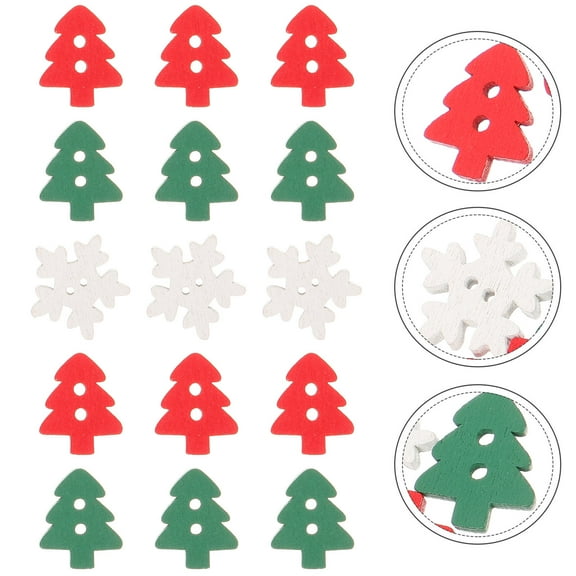 HOOWIFFY Handmade Wood Button Christmas Decoration 100Pcs 1.1x1.1in