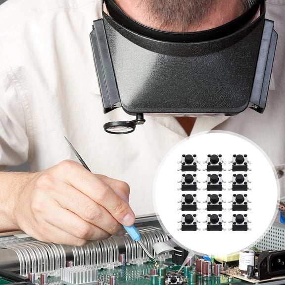 HOOWIFFY 100Pcs Mini Push Switches Rectangular Plastic Iron Assorted Color for Engineers