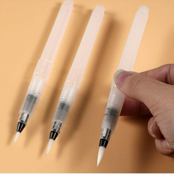 HOOWIFFY 10Pcs White Watercolor Brush Pens Refillable with Plastic Barrel and Nylon Brush for Versatile Art Use