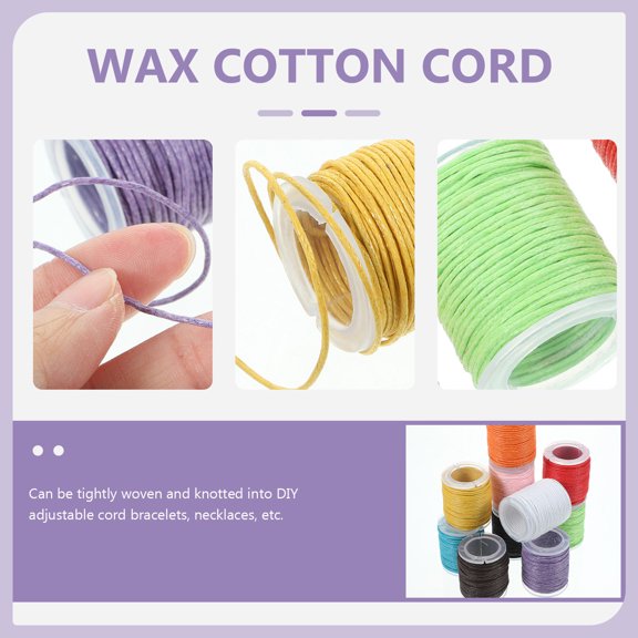 HOOWIFFY Waxed Cotton Cord Assorted Colors, 10-Piece Jewelry Beading String for Bracelets, Necklaces, Crafts