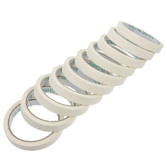 HOOWIFFY 10Pcs White Crepe Paper Masking Tape Easy Peel Adhesive for Furniture and Vehicle Protection