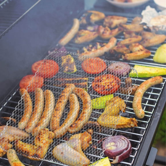 HOOWIFFY Bbq Grill Topper Pan Rectangular BBQ Grill Mesh Mat 10pcs