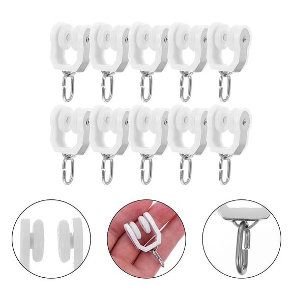 HOOWIFFY 10Pcs Assorted Color Curtain Track Gliders and Hooks for Easy Installation and Smooth Sliding Curtains