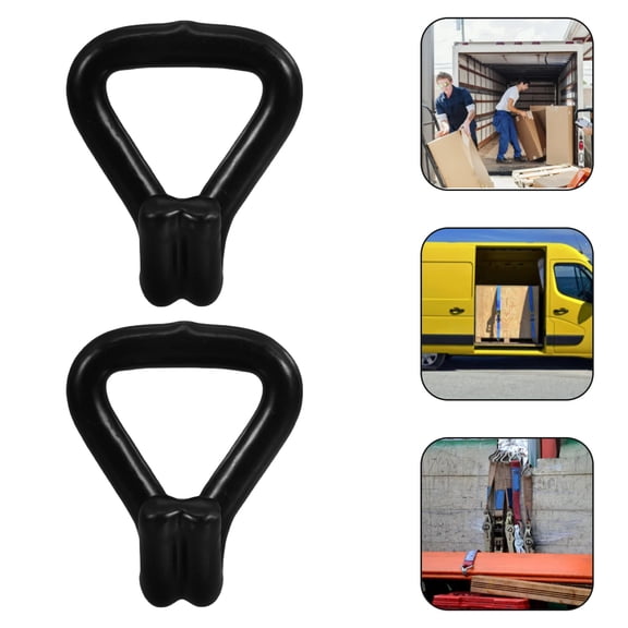 HOOWIFFY 10Pcs Black Plastic Coated Double J Hooks for Versatile Cargo Binding and Storage
