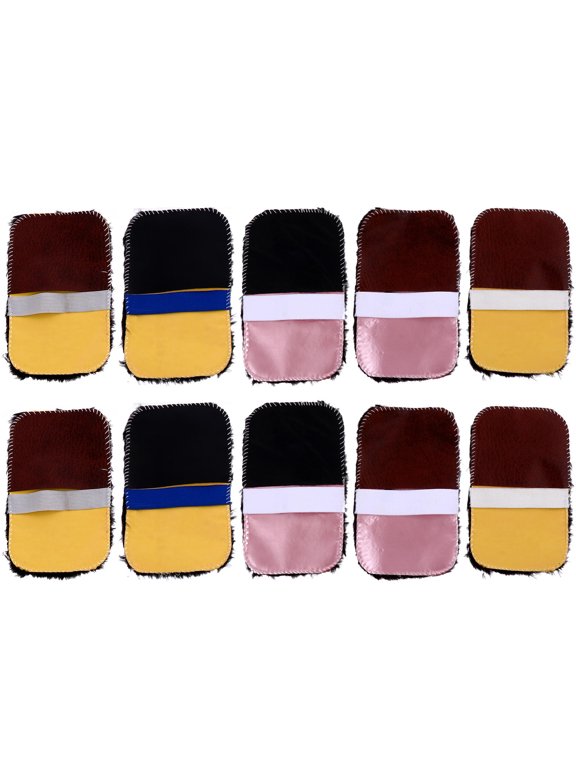 10Pcs Comfortable Plush Shoe Polishing Gloves Black for Dust and Dirt Removal