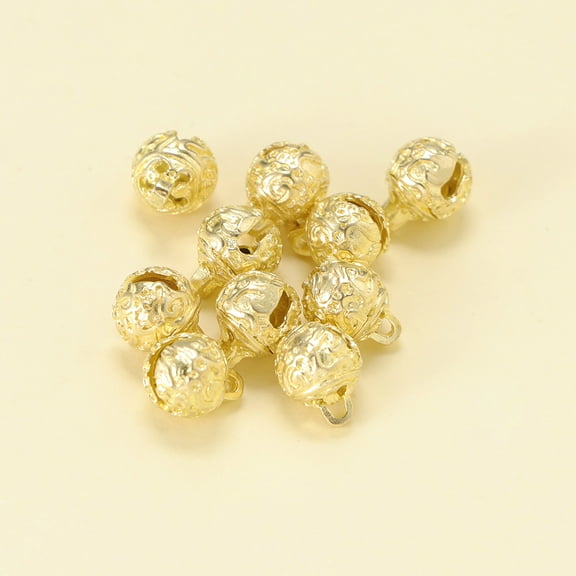 HOOWIFFY 10Pcs Copper Bell for DIY Projects and Home Decor with Hollow Tiger Head Pattern for Craft Enthusiasts