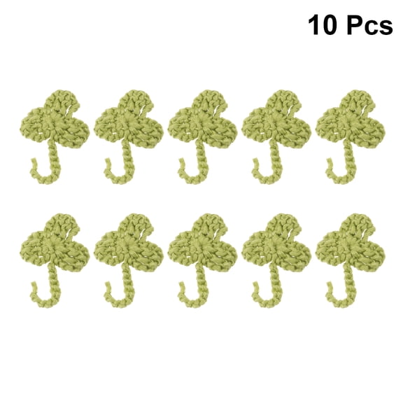 HOOWIFFY 10pcs Green Crocheted Flower Applique Patch for Vests and Caps DIY