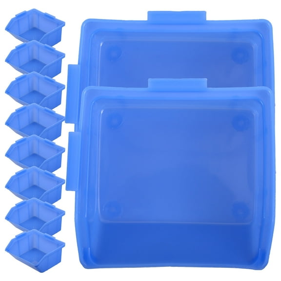 HOOWIFFY 10Pcs DIY Enthusiasts Blue Storage Bins for Shelves with Angled Edge