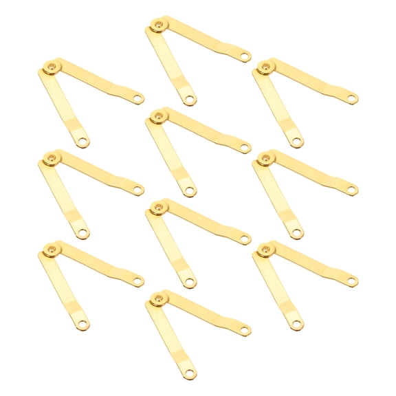 HOOWIFFY 10Pcs Decorative Box Lid Hinges Golden Metal Stay Hinges for Jewelry Cases and Treasure Chest Doors