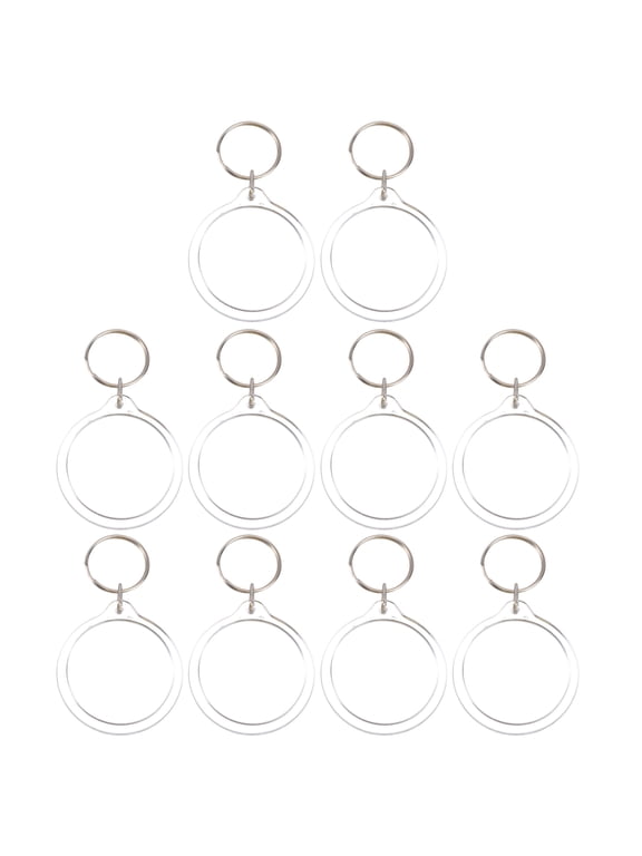 10Pcs Clear Acrylic Split Ring Keychain with Blank Insert Photo Frame
