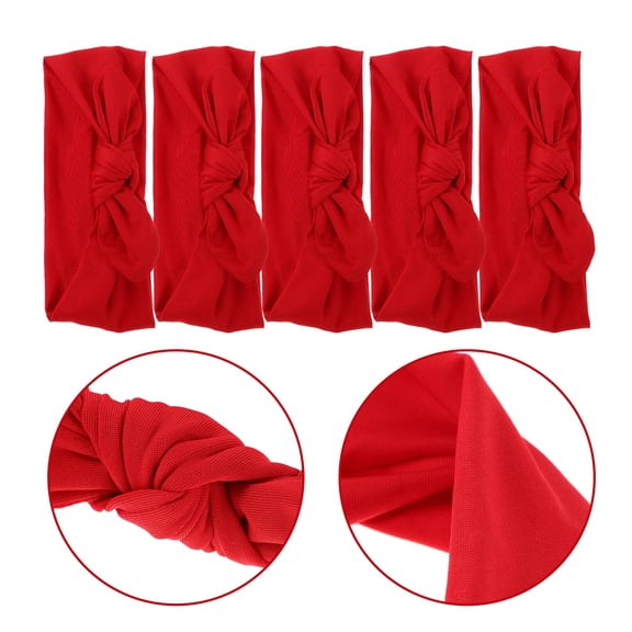 HOOWIFFY 10Pcs Soft Elastic Red Bunny Ear Headbands for Birthday and Holiday Use