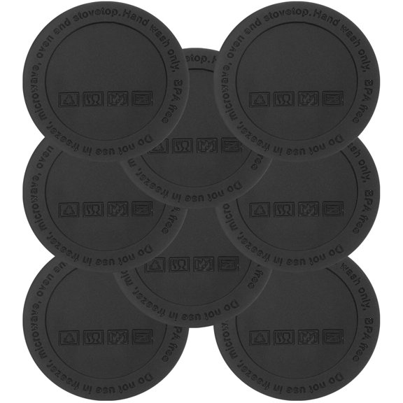 HOOWIFFY 10Pcs Reusable Black Silicone Cup Pads Protective Anti Slip Tumbler Mats for Home