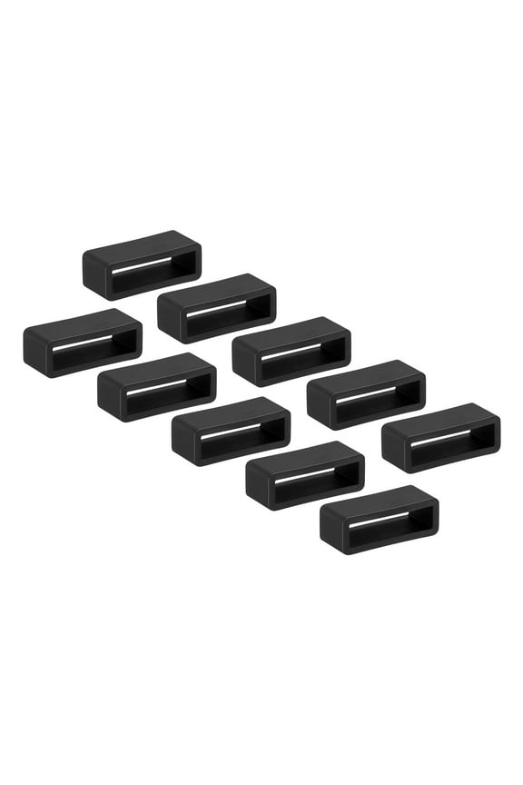 10Pcs Black Silicone Watch Band Keeper Soft Flexible Retainer