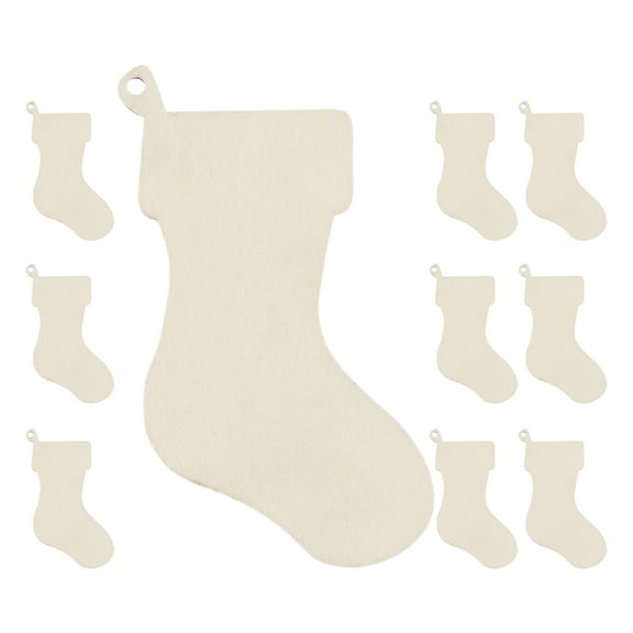 HOOWIFFY Wooden Christmas Stockings Cutouts Beige for Holiday DIY Projects and Home Decor