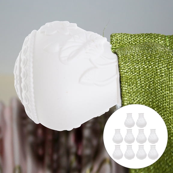 HOOWIFFY 10Pcs White Curtain Rod Head Plug Decorative Accessory for Roman Pole Window Rods
