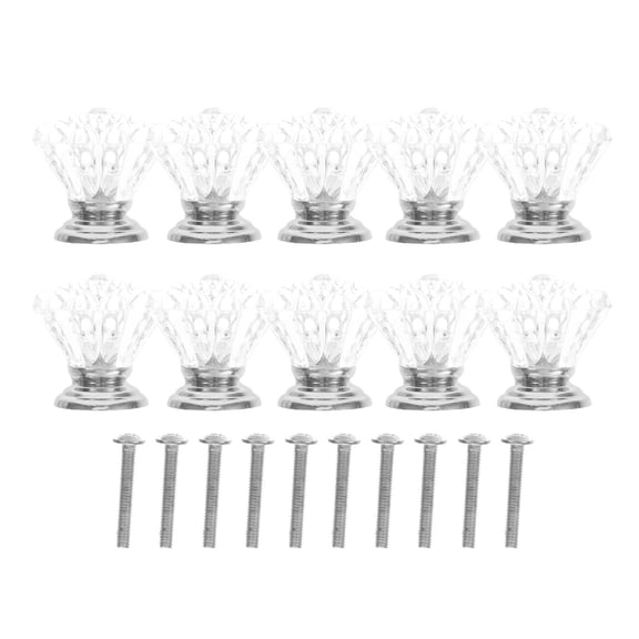 HOOWIFFY 10-Pack Acrylic Crystal Drawer Handles Knobs for Minimalist Home and Office Furniture