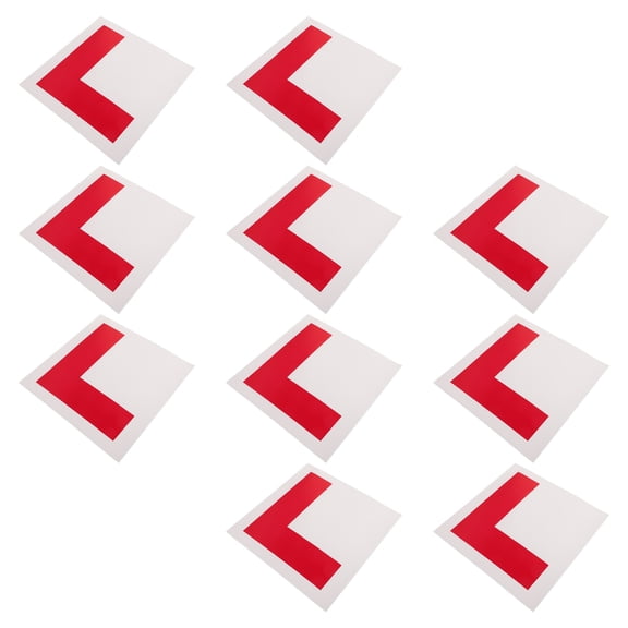 HOOWIFFY 10Pcs Reflective Red Adhesive PVC Learner Driver L Stickers for Car Window