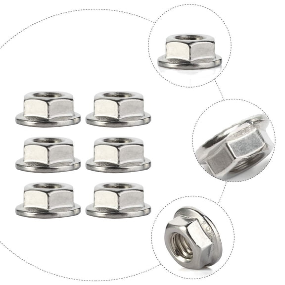 HOOWIFFY Durable Stainless Flange Nuts Lock Type Silver for Home 10Pcs