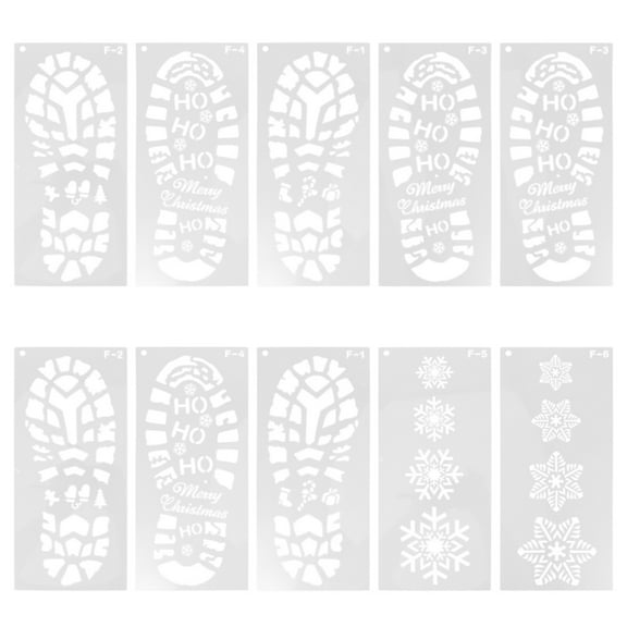 HOOWIFFY White Plastic Footprint Stencils for Christmas Craft Drawing and Hollow Out Templates, Art Supplies
