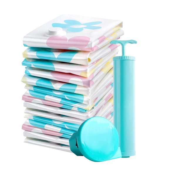 HOOWIFFY 11-Piece Vacuum Storage Bags Set with Hand Pump for Clothes Bedding Space Saver Organizer