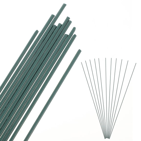 HOOWIFFY 11-Piece Green Artificial Flower Stems with Plastic Rods for Floral Arrangements and Craft Projects