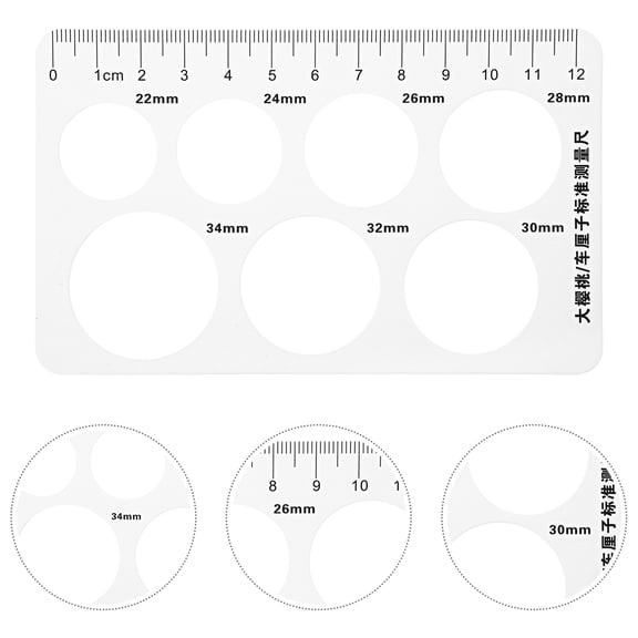 HOOWIFFY 12Pcs Cherry Diameter Measuring Ruler White PP Material Easy Use for Accurate Fruit Diameter Gauge