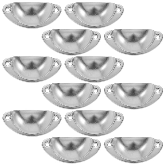 HOOWIFFY 12Pcs Durable Plated Silver Iron Cabinet Pull Handles Vintage Design for Drawers Dressers and Doors