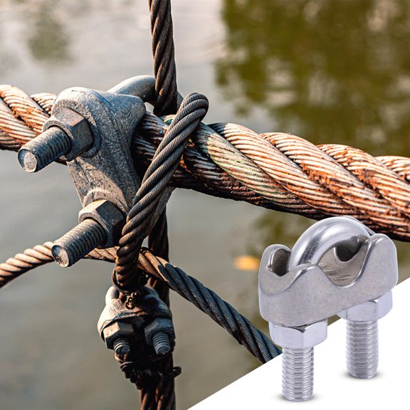 HOOWIFFY 12Pcs Stainless Cable Clamp Hardware for Connecting Wire Ropes with Rust Resistant Finish