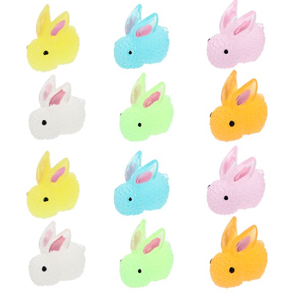 HOOWIFFY 12Pcs Assorted Color Zodiac Rabbit Figurines Resin Craft for Home Decor