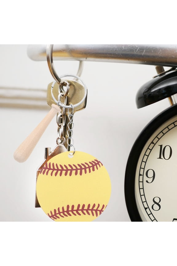 12-Pack Wooden Baseball Keychains Sports Fan Accessories Set for Baseball and Team Supporters