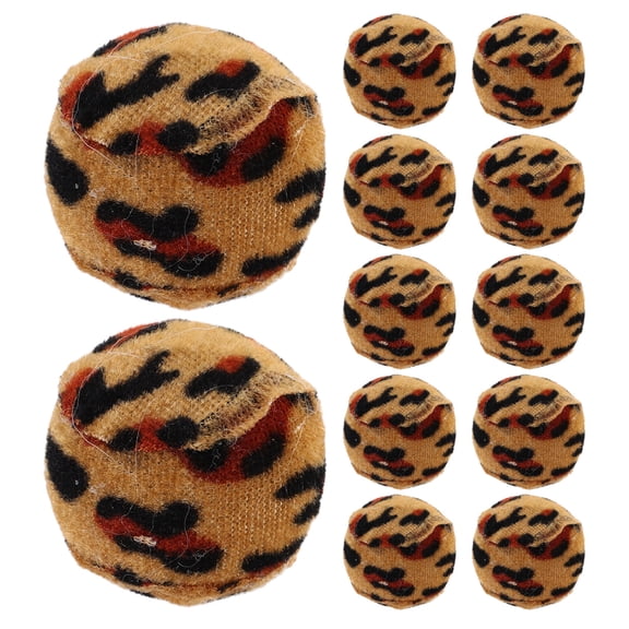 HOOWIFFY 12pcs Leopard Print Fabric Cat Ball, 1.57 Inch Indoor Chew and Chase