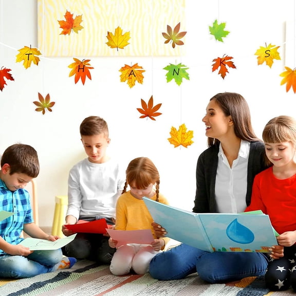 HOOWIFFY 135Pcs Paper Tsgiving Decorations Multicolored Leaf Cutouts for Festive Decor