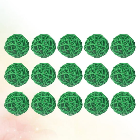 HOOWIFFY 15Pcs Rattan Decorative Spheres for Wall, Door, Window Ornaments - , Wear-Resistant Green Home Decor