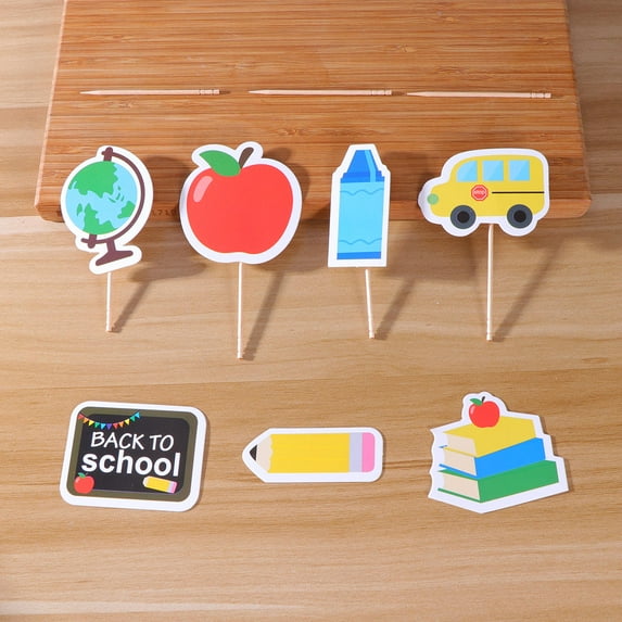 HOOWIFFY Back to School Cake Topper 18Pcs Multi Colored Apple Shape for Children and Students