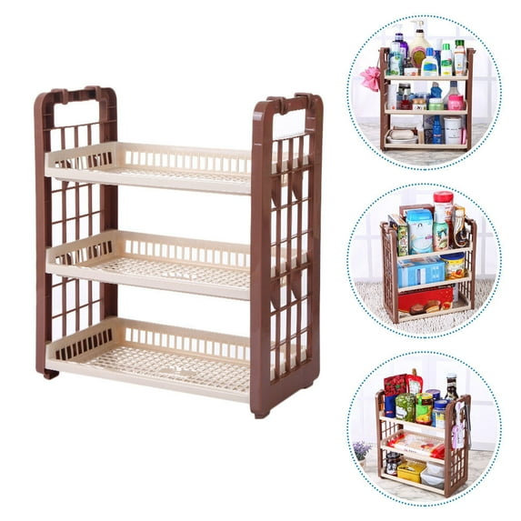HOOWIFFY 1-Pack Multi-Layer Plastic Bathroom Storage Shelf Organizer Rack for Bathroom Essentials and Accessories
