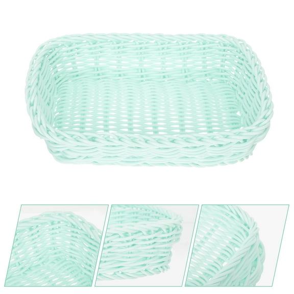 HOOWIFFY Small Wicker Basket Willow Desk Storage Organizer for Home Office Supplies 1 Set