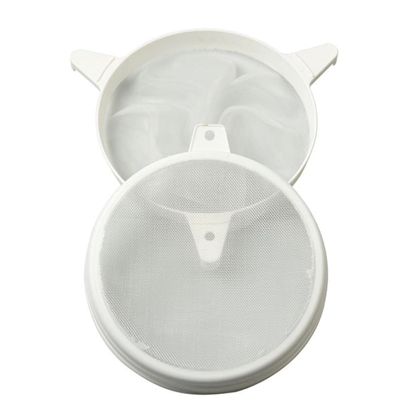 HOOWIFFY 1Pack Honey Double Strainer Plastic Filter Tool for Impurity Filtration White