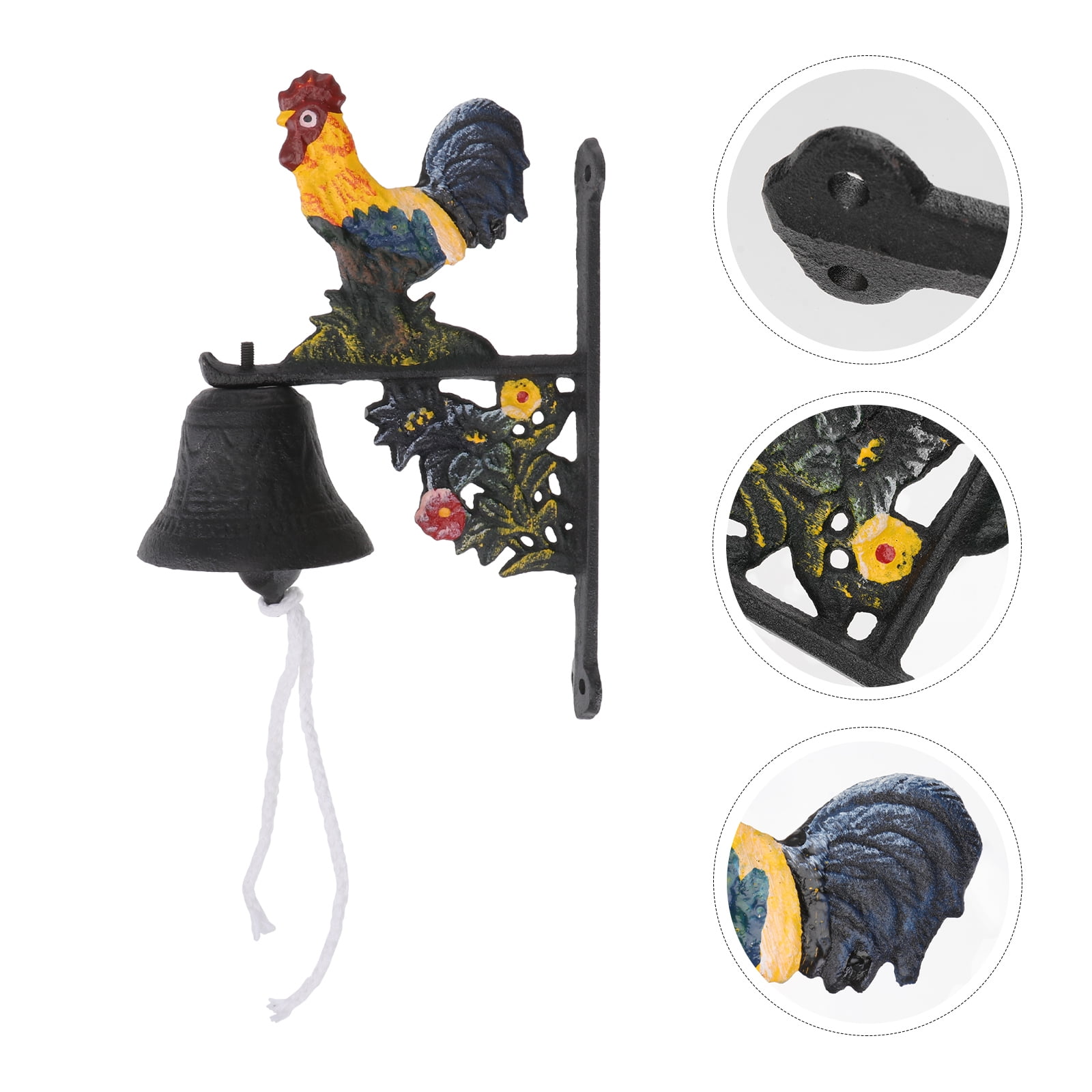 HOOWIFFY Mounted Door Bell Cast Iron Chicken 1Pcs Assorted Color Durable Hand Cranking