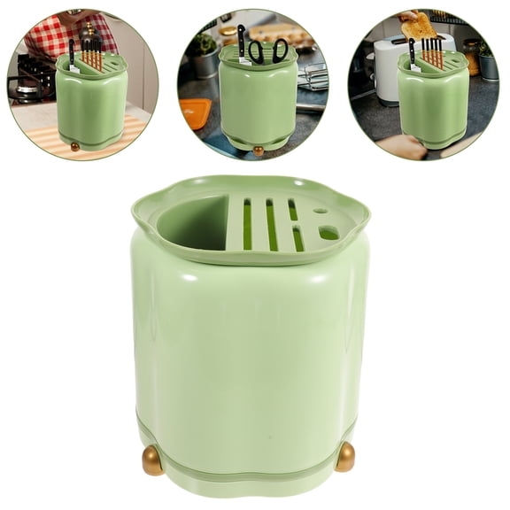 HOOWIFFY 1Pack Petals Shaped Green Plastic Kitchen Utensil Organizer for Festivals and Special Occasions