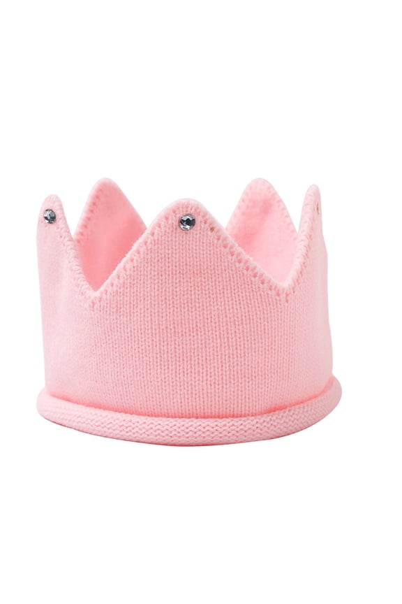 Newborn Hats Pink Warm Knit Crown Shaped Hat for Infants 1Pcs