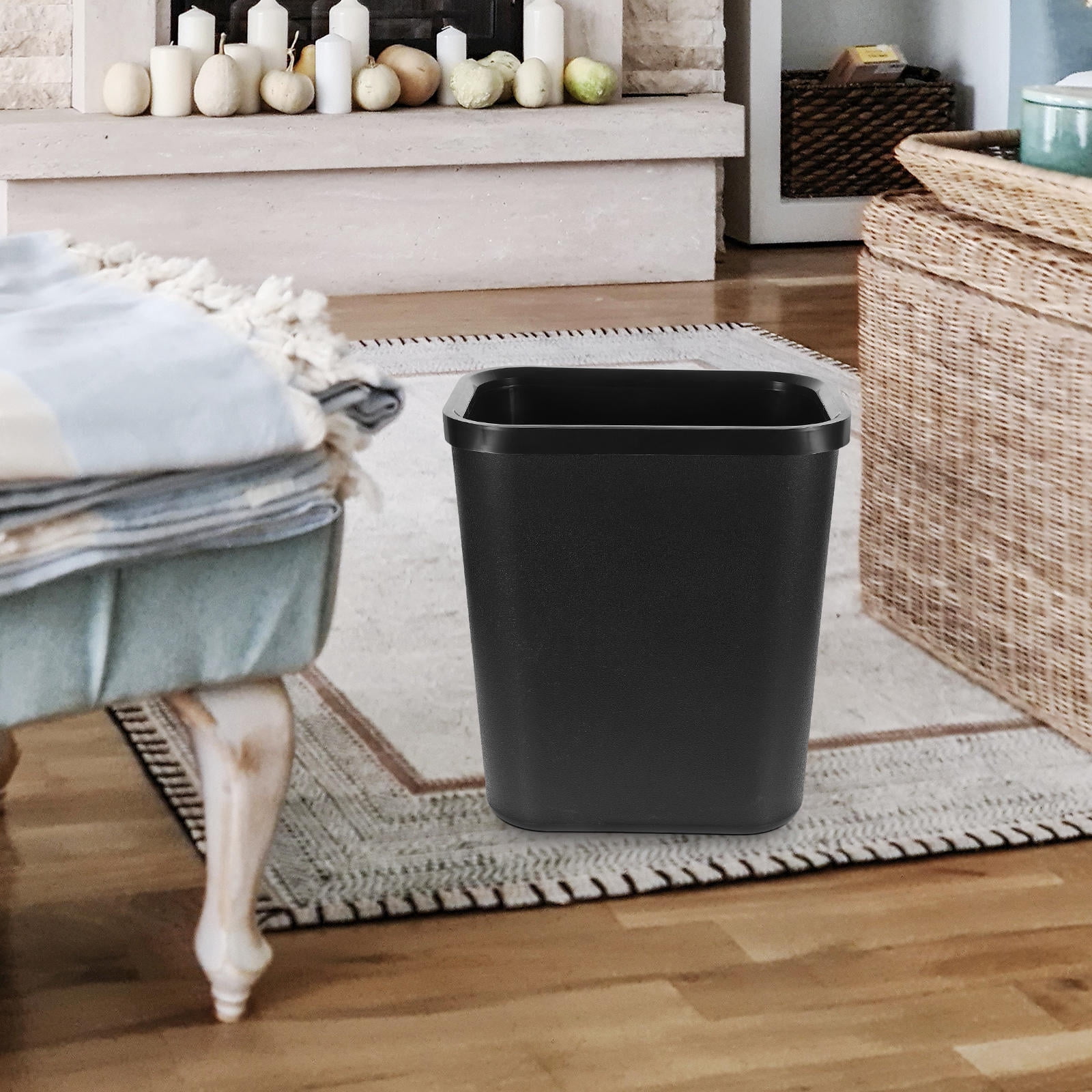 BINO Small Metal Trash Can - Sleek Brushed Nickel Waste Basket For Desk, Bathroom & Bedroom