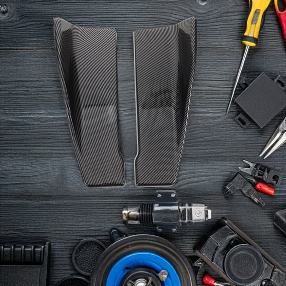 HOOWIFFY 1Pair Car Rear Side Skirt Protector Black Carbon Fiber Anti Collision Bumper Cover