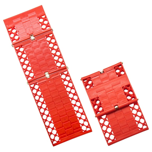 HOOWIFFY 1Pair Car Recovery Mats with Foldable Design Red PP Material for Off Road Vehicle Use