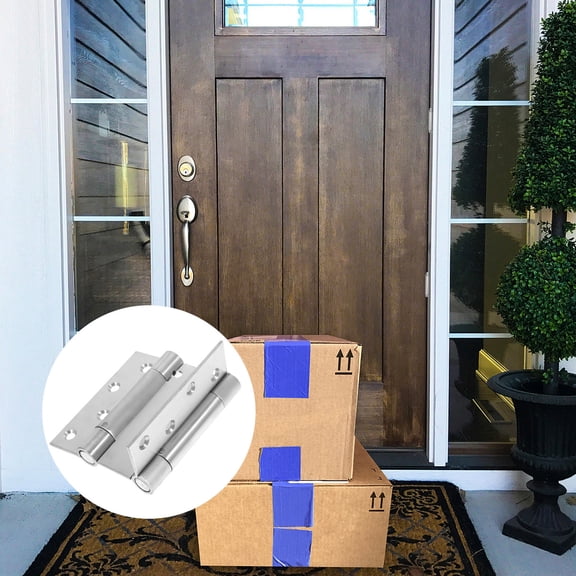 HOOWIFFY Gate Hinges Heavy Duty Silver Stainless Steel 1 Pair Double Swinging