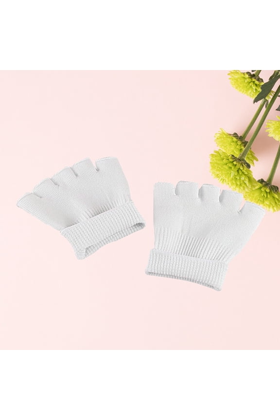 1 Pair White Five Toe Cotton Socks with Gel Padding and Non- Grip for Comfort