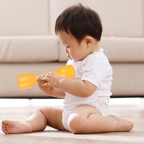 HOOWIFFY 1 Pair Plastic Dumbbells Yellow Exercise Tool for Hand Eye Arm Coordination