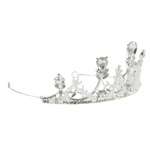 HOOWIFFY 1Pc Plated Silver Rhinestone Bride Crown Wedding Tiara Bridal Headdress Party Decor