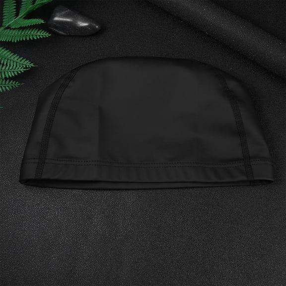 HOOWIFFY Black Flexible Swimming Cap for Hair , Comfortable and Swim Cap for Men and Women
