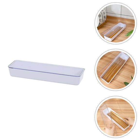 HOOWIFFY 1Pc Chopstick Box Plastic Kitchen Storage Case White Dustproof and Waterproof