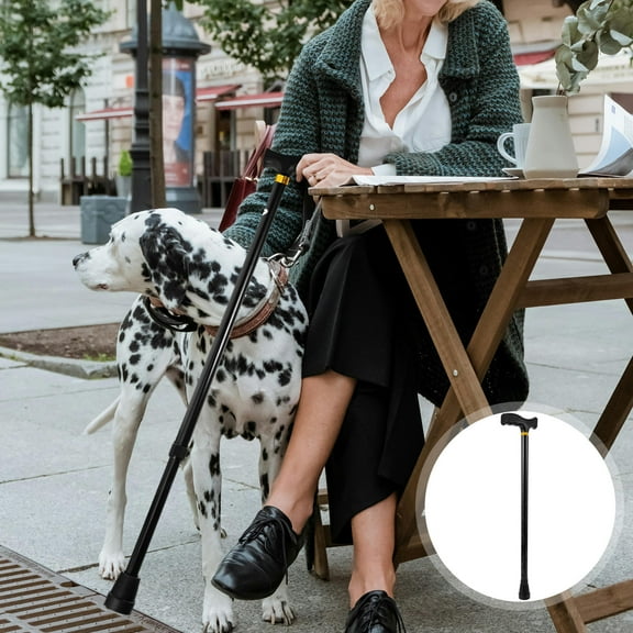 HOOWIFFY Elderly Walking Stick Adjustable Red Aluminum for Outdoor Use